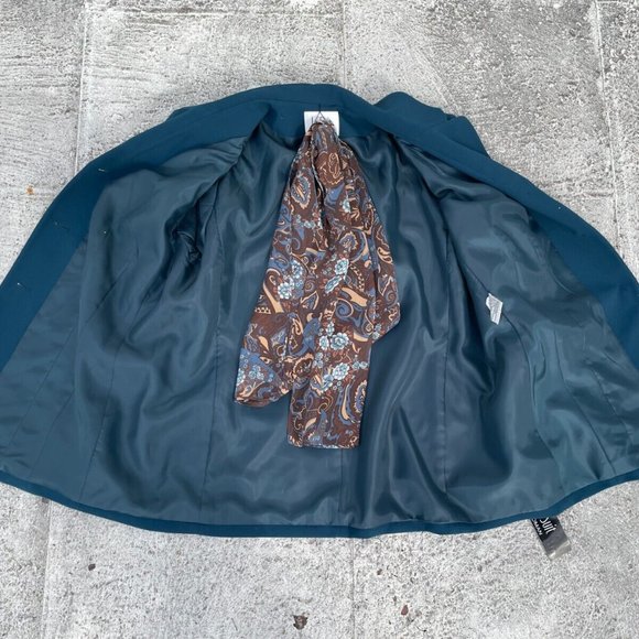 Le Suit Women Blazer Blue Coat Jacket With Scarf New w/ Tag Size 16 $240 - Picture 7 of 10